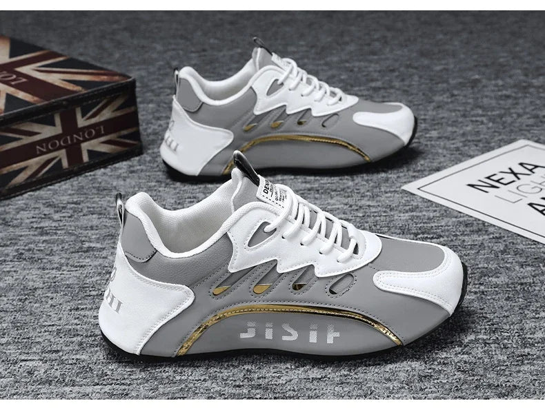 Luxury Men's Sneakers High Quality Leather Casual Shoes for Men Fashion All-match Sport Shoes Platform Comfor Men Running Shoes