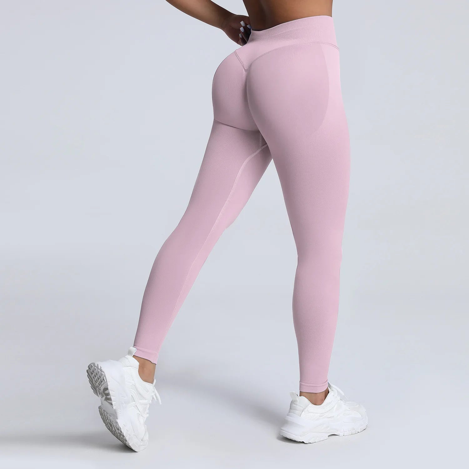 VEQKING Dames Yoga Legging - Scrunch Butt Naadloos - Hoge Taille Sportlegging Soft Pink