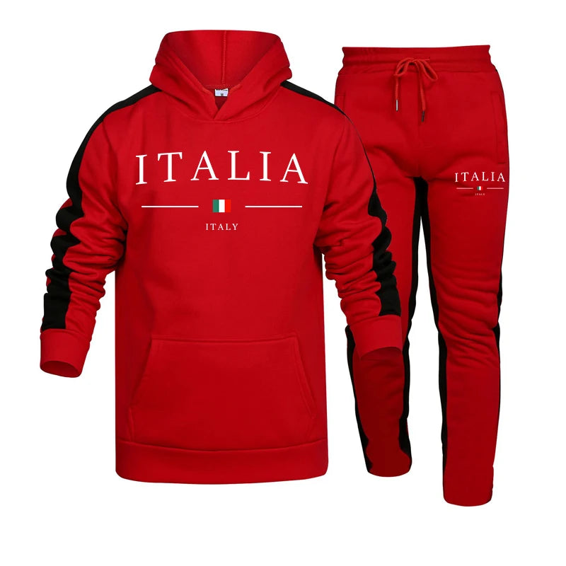 Heren Tracksuit Herfst Winter - Casual Hoodie Set voor Sport & Jogging Red