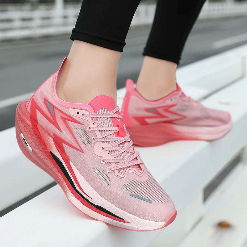 Men Sports Breathable Lightweight Running Shoes Speciality Carbon Board Marathon Men's Comfortable Athletic Nonskid Sneakers