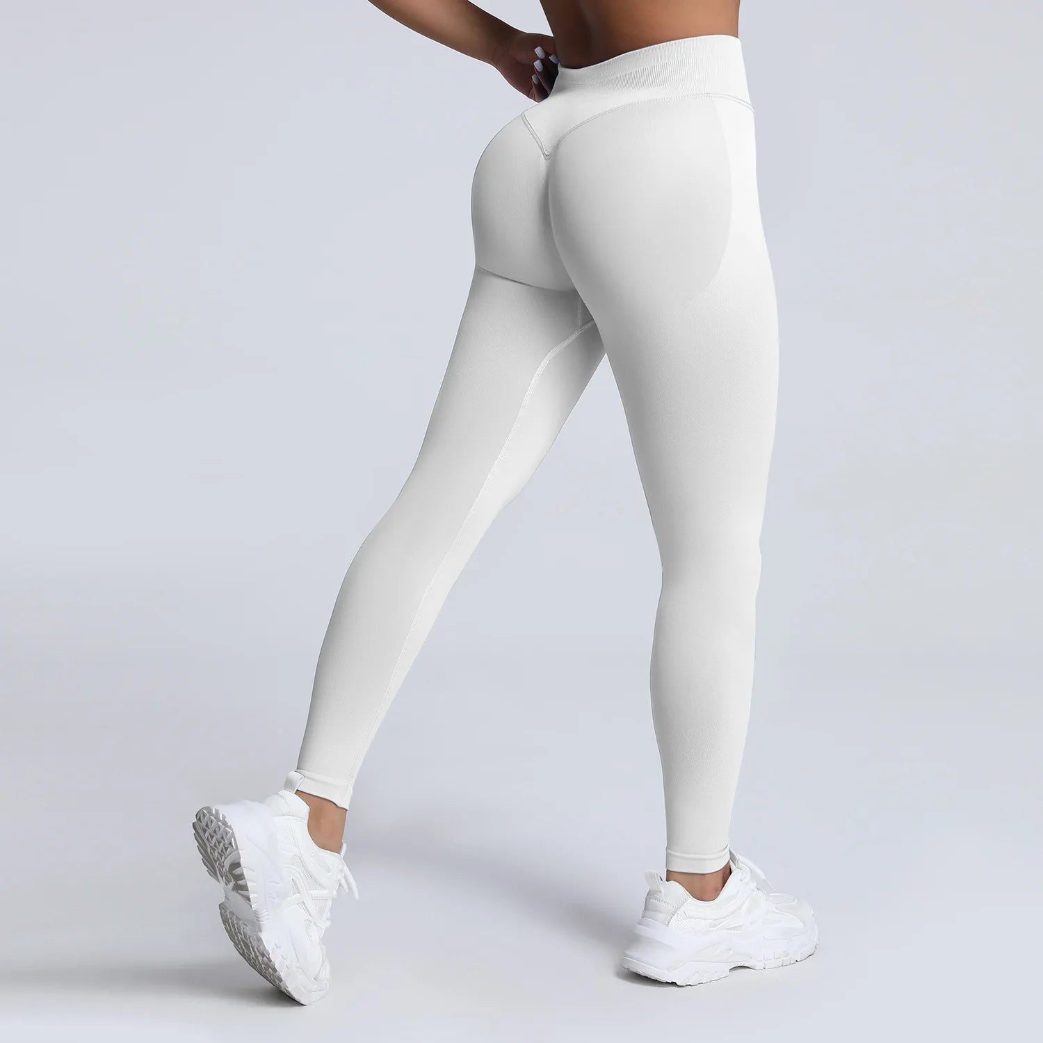 VEQKING Dames Yoga Legging - Scrunch Butt Naadloos - Hoge Taille Sportlegging White
