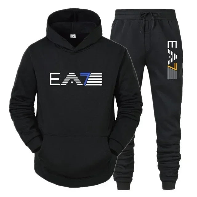 Men's sportswear set, fashionable and casual autumn and winter men's sweatshirt + long pants two-piece set, brand-new outdoor ba 11