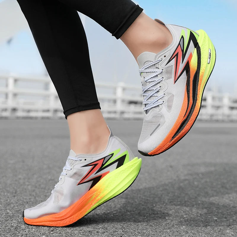 Men Sports Breathable Lightweight Running Shoes Speciality Carbon Board Marathon Men's Comfortable Athletic Nonskid Sneakers