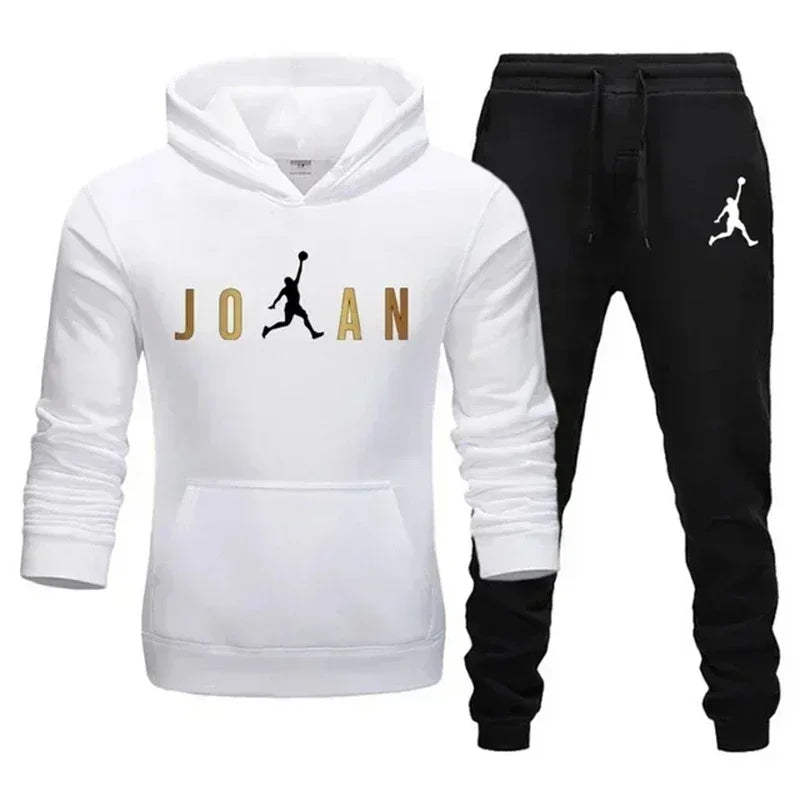 2025 Men's Fashion Casual Sports Outfit Outdoor Fitness Jogging Set (Fall/Winter Style) Hooded Sweatshirt and Jogging Pants Set a77