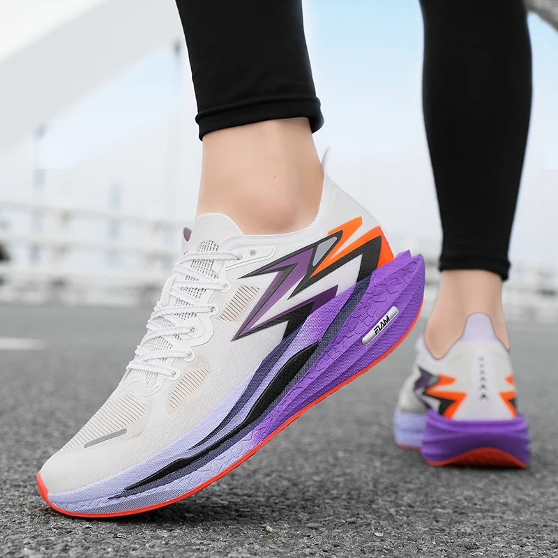 Men Sports Breathable Lightweight Running Shoes Speciality Carbon Board Marathon Men's Comfortable Athletic Nonskid Sneakers