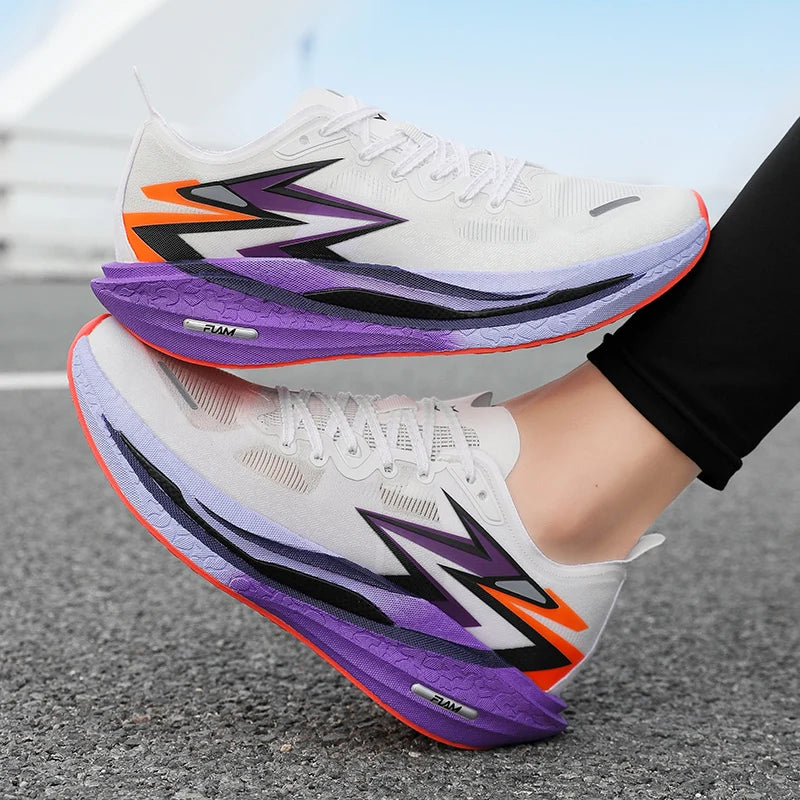 Men Sports Breathable Lightweight Running Shoes Speciality Carbon Board Marathon Men's Comfortable Athletic Nonskid Sneakers