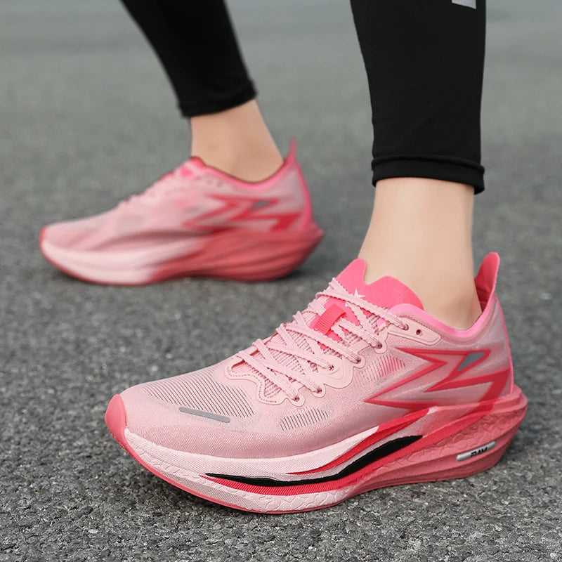 Men Sports Breathable Lightweight Running Shoes Speciality Carbon Board Marathon Men's Comfortable Athletic Nonskid Sneakers