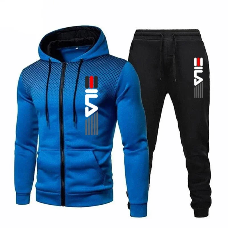 Spring and Autumn 2025 Men's sportswear set, men's zippered casual sportswear, outdoor sportswear pants, men's fitness set