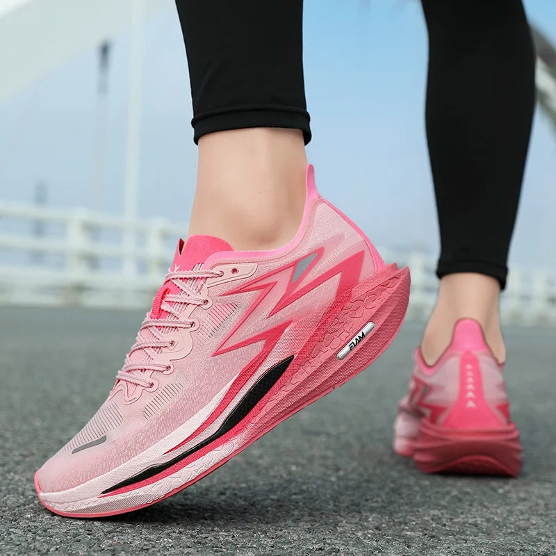 Men Sports Breathable Lightweight Running Shoes Speciality Carbon Board Marathon Men's Comfortable Athletic Nonskid Sneakers