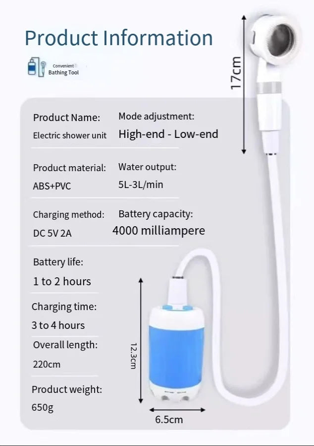 Draagbare Oplaadbare Buitendouche - Camping Douche Handheld voor Auto & Tuin
