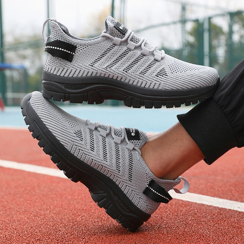 Men's Casual Shoes Breathable Fly Woven Mesh Upper Comfortable Outdoor Walking Cycling Exercise Shoes for Men Tenis Para Hombre GRAY