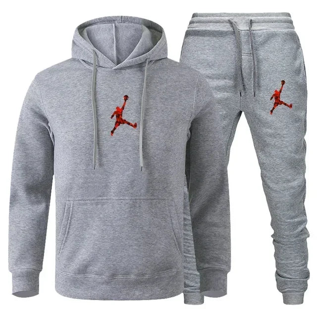 Men's Fashionable Long-sleeved Sportswear + Casual Pants 2-piece Set, Autumn and Winter Men's Casual Jogging Fitness Sportswear Picture color-21