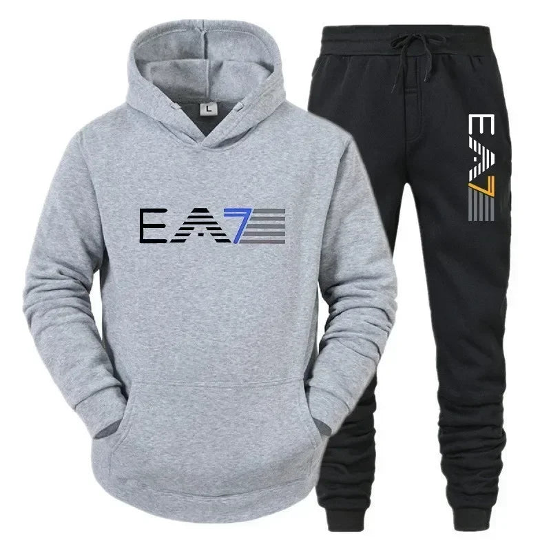 Men's sportswear set, fashionable and casual autumn and winter men's sweatshirt + long pants two-piece set, brand-new outdoor ba
