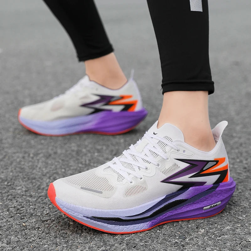 Men Sports Breathable Lightweight Running Shoes Speciality Carbon Board Marathon Men's Comfortable Athletic Nonskid Sneakers