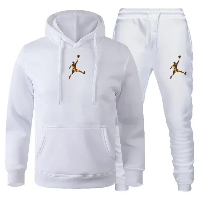 Men's Fashionable Long-sleeved Sportswear + Casual Pants 2-piece Set, Autumn and Winter Men's Casual Jogging Fitness Sportswear Picture color-8