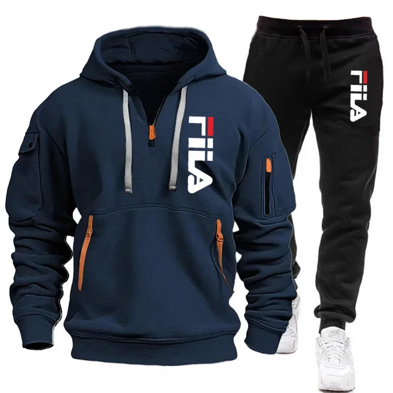 Heren Hoodie Set met Broek - Outdoor Sportkleding met Multi-Pocket