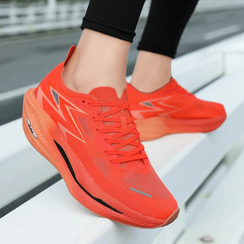 Men Sports Breathable Lightweight Running Shoes Speciality Carbon Board Marathon Men's Comfortable Athletic Nonskid Sneakers