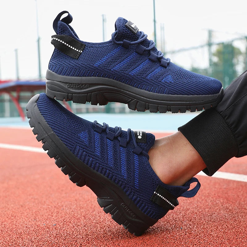 Men's Casual Shoes Breathable Fly Woven Mesh Upper Comfortable Outdoor Walking Cycling Exercise Shoes for Men Tenis Para Hombre Blue