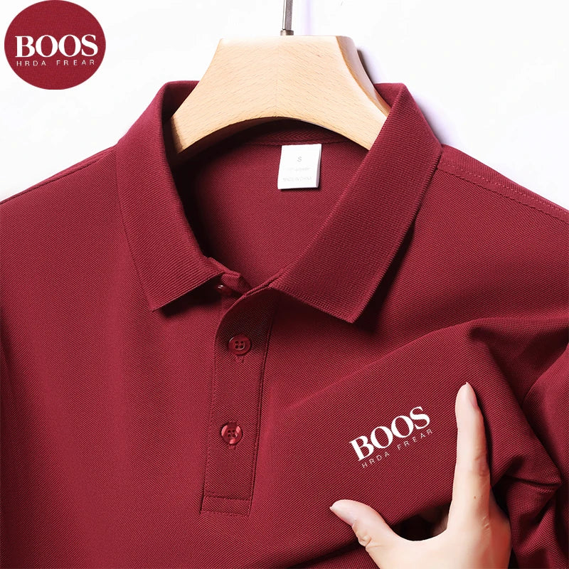 Embroidered LOGO New Summer Loose Large Size T-Shirt Men's Short Sleeve Top Business Casual Breathable Polo-shirt for Men Red