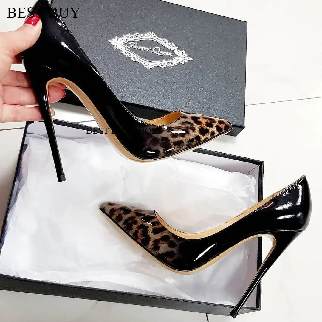 Sexy Style Burgundy Patent Leather Shallow Pumps Stilettos High Heel Women Shoes Slip-On Pointed Toe 2024 Zapatos Para Mujere high heel 12cm 14