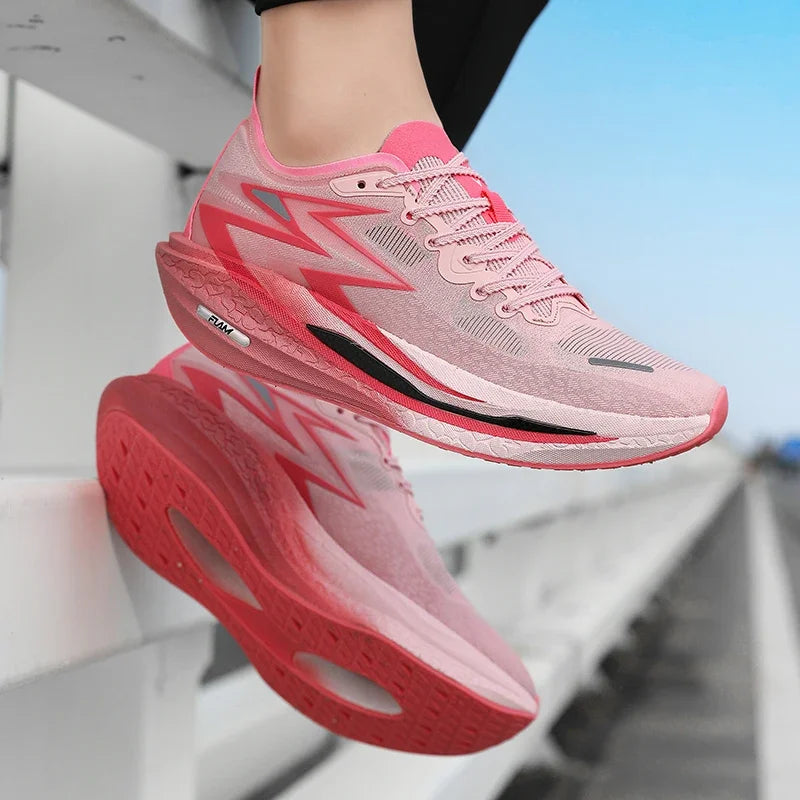 Men Sports Breathable Lightweight Running Shoes Speciality Carbon Board Marathon Men's Comfortable Athletic Nonskid Sneakers