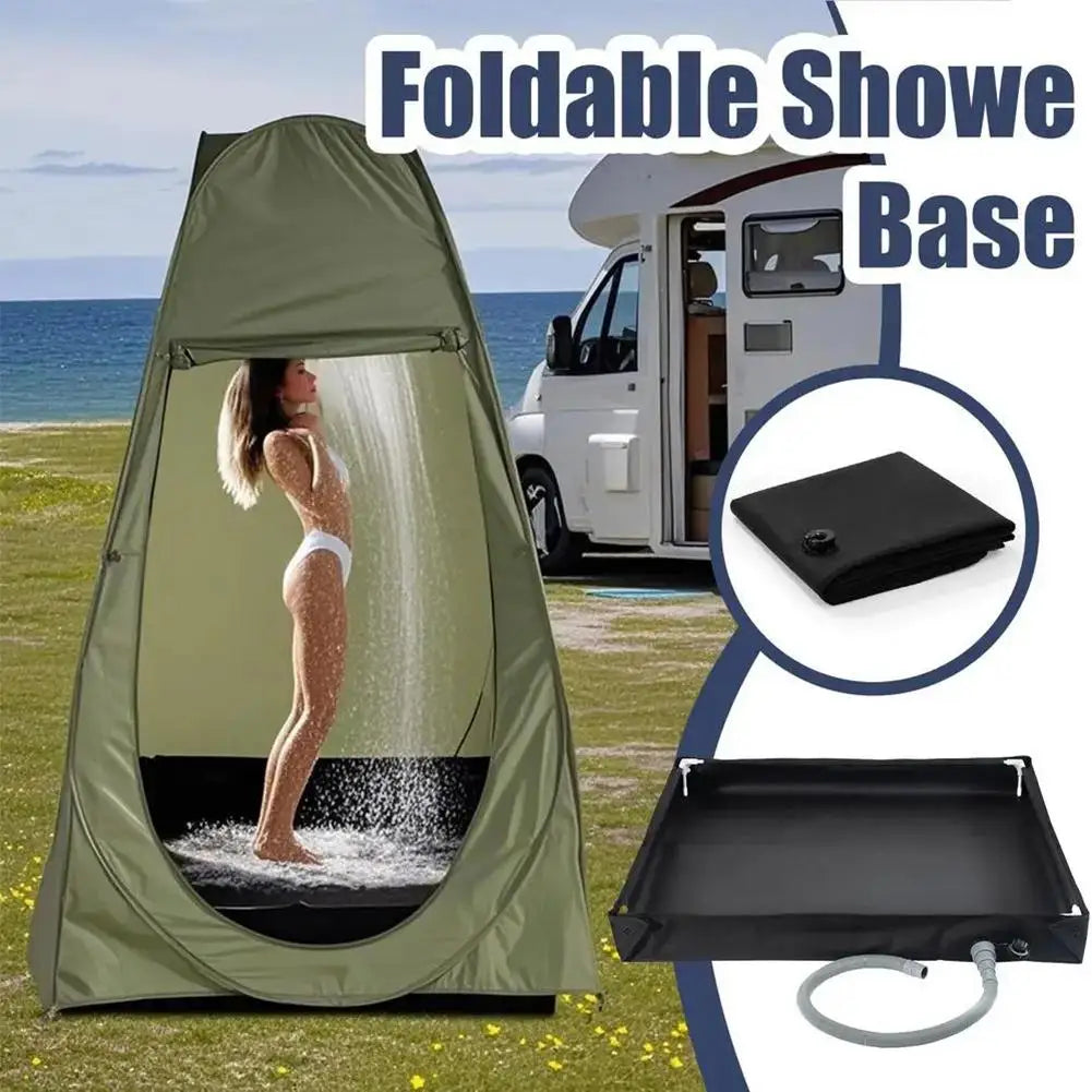 Portable Shower Pan with Drain Hose Foldable Shower Base Outdoor Tent Shower Tray for RV Outdoor Camping Shower Beach Pet Bath