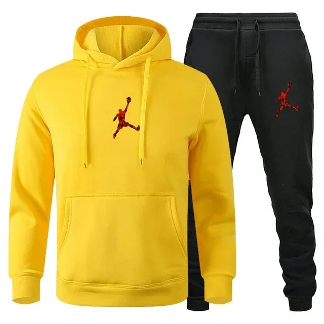 Men's Fashionable Long-sleeved Sportswear + Casual Pants 2-piece Set, Autumn and Winter Men's Casual Jogging Fitness Sportswear Picture color-13