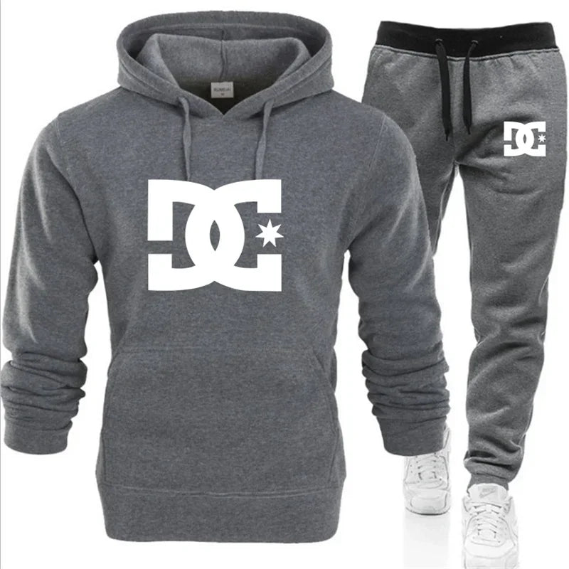 New men's autumn and winter hooded sweatshirts, sportswear, outdoor fashionable jogging couple pullovers and trousers two-piece