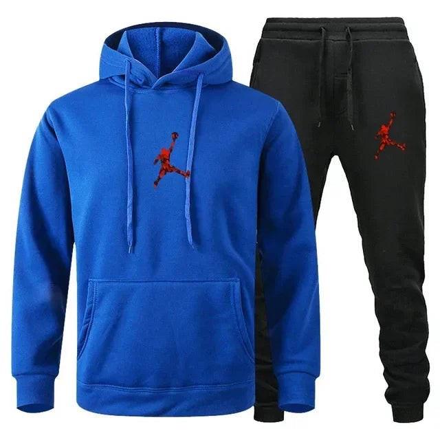 Men's Fashionable Long-sleeved Sportswear + Casual Pants 2-piece Set, Autumn and Winter Men's Casual Jogging Fitness Sportswear Picture color-25