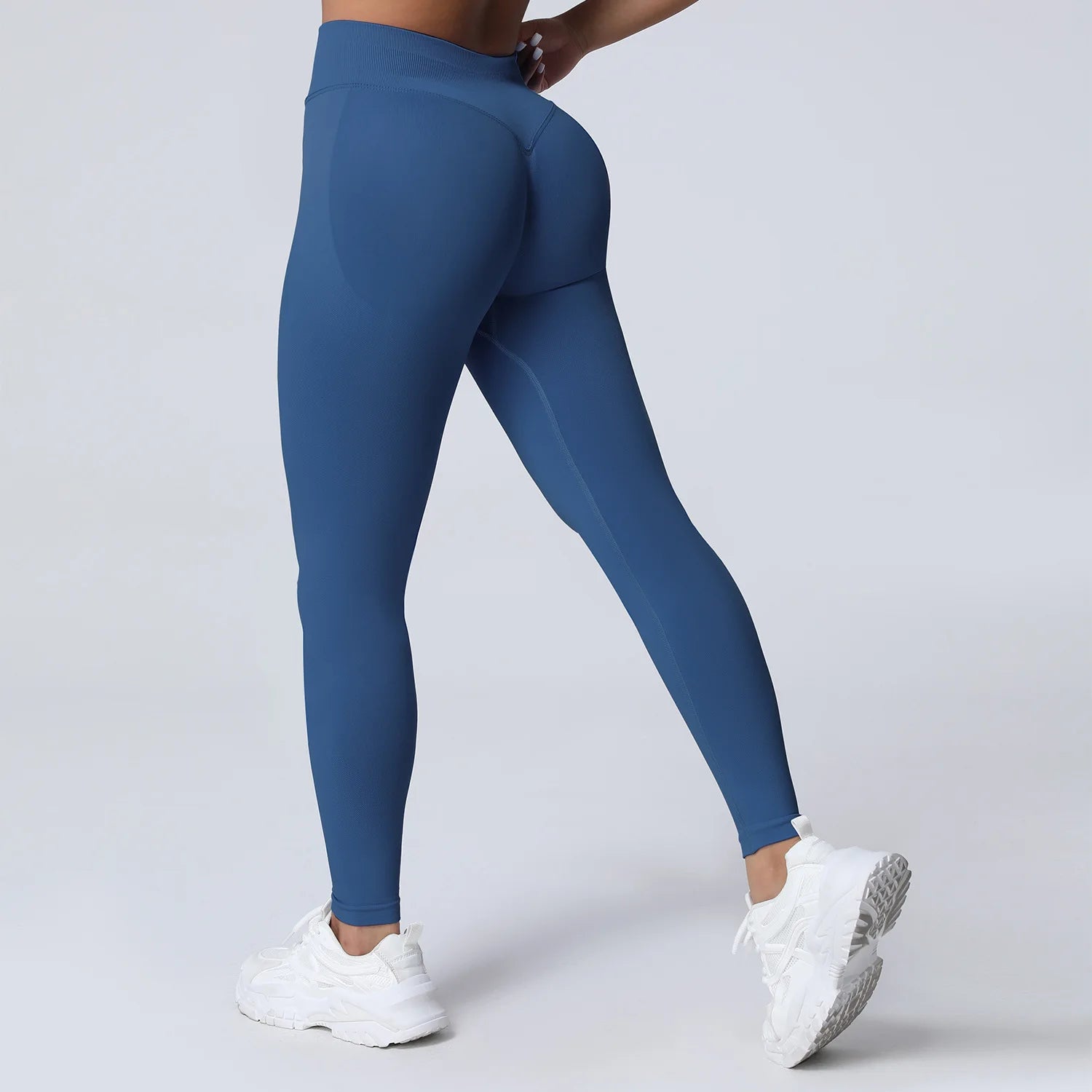 VEQKING Dames Yoga Legging - Scrunch Butt Naadloos - Hoge Taille Sportlegging Blue-gray