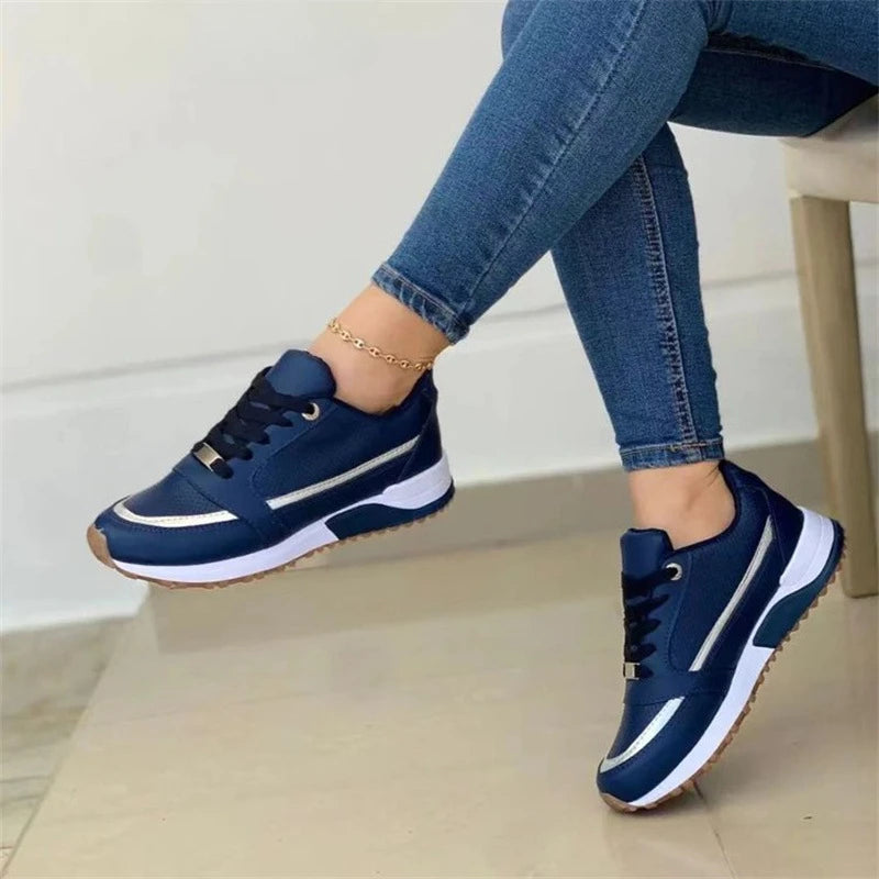 2025 Women's Mesh Sneakers Patchwork Lace Up Flat Shoes for Women Lightweight Female Shoes Classic Versatile Zapatillas De Mujer