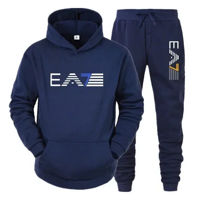 Men's sportswear set, fashionable and casual autumn and winter men's sweatshirt + long pants two-piece set, brand-new outdoor ba 10