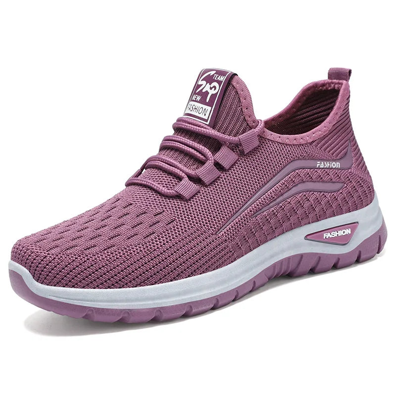 Autumn Women Casual Shoes Breathable Walking Mesh Lace Up Flat Shoes Sneakers Women Tenis Feminino Pink Zapatillas De Mujer Purple