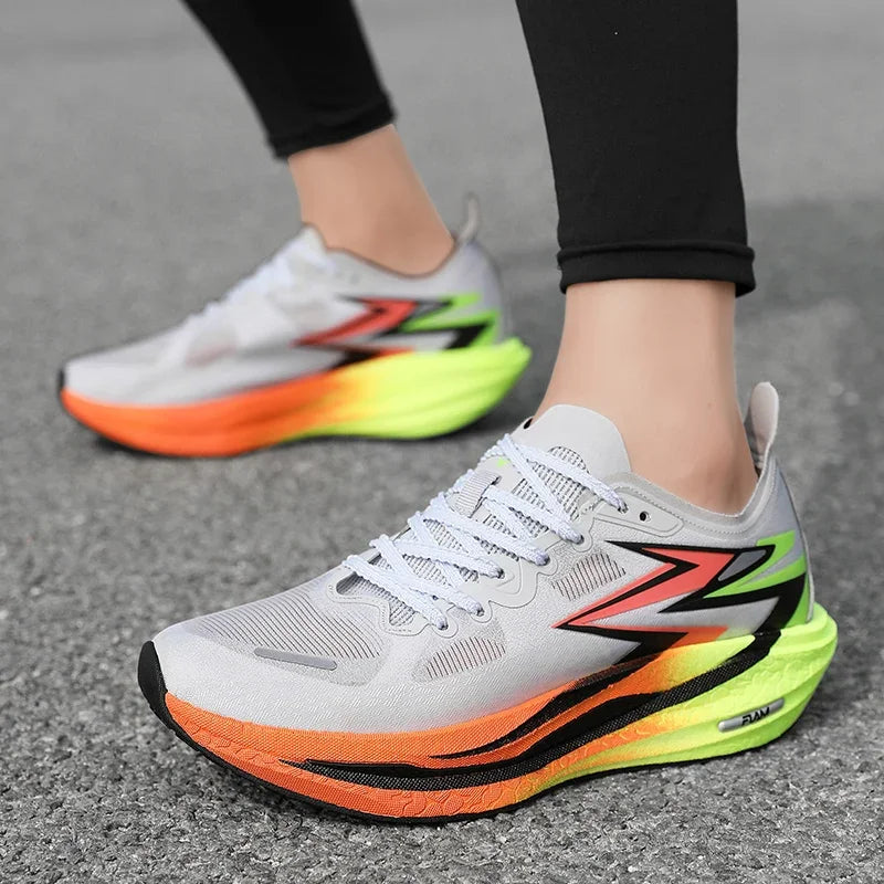 Men Sports Breathable Lightweight Running Shoes Speciality Carbon Board Marathon Men's Comfortable Athletic Nonskid Sneakers