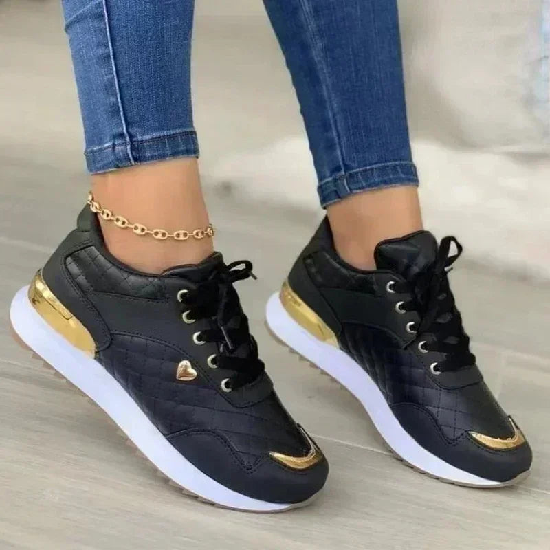 2025 Women's Mesh Sneakers Patchwork Lace Up Flat Shoes for Women Lightweight Female Shoes Classic Versatile Zapatillas De Mujer A-Black-women-shoes