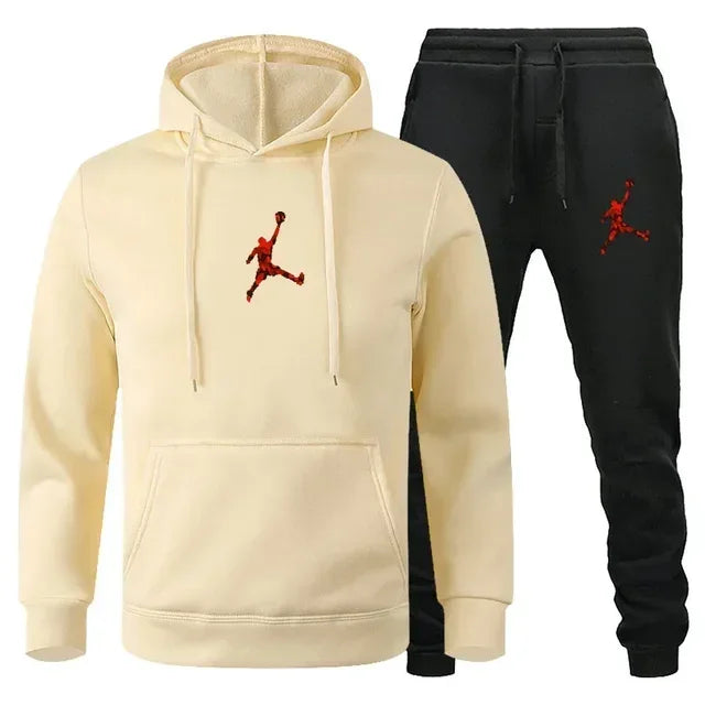 Men's Fashionable Long-sleeved Sportswear + Casual Pants 2-piece Set, Autumn and Winter Men's Casual Jogging Fitness Sportswear Picture color-18