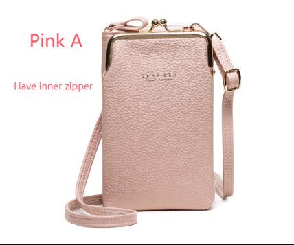 Dames Schoudertas Lychee Patroon - Kleine Crossbody Tas PU Leer PinkA