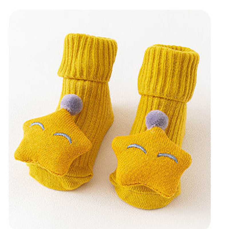 Baby Antislip Sokken - Schattige Strikjes Design - Vloersokken Yellow stars