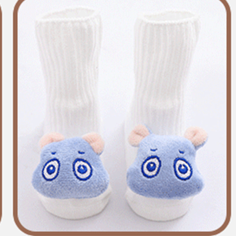 Baby Antislip Sokken - Schattige Strikjes Design - Vloersokken White blue